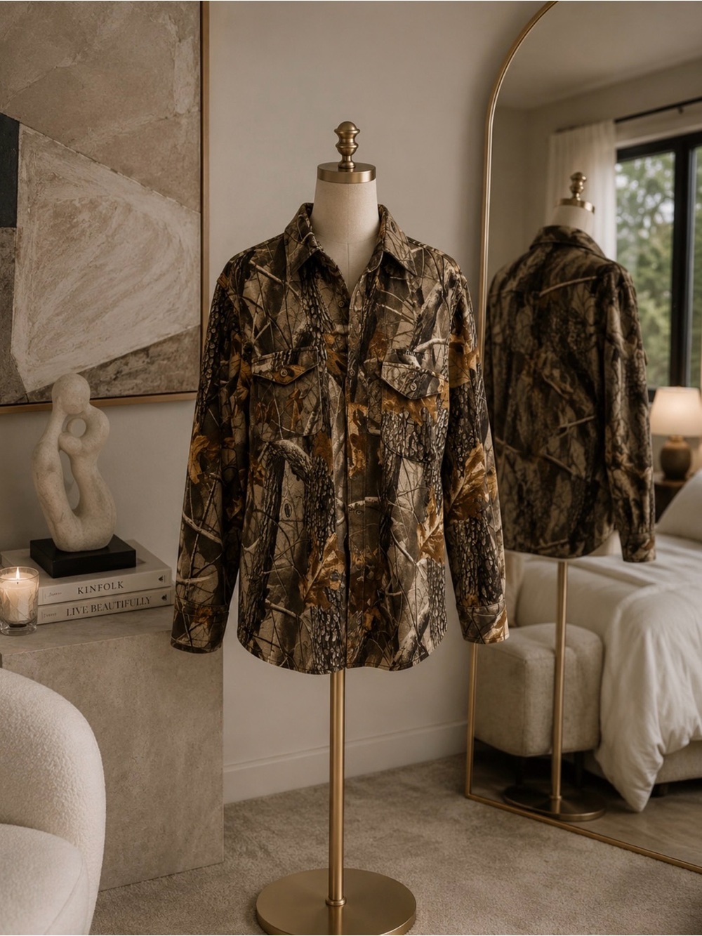 Realtree-Inspired Brown Camo Button-Down Shirt Jacket